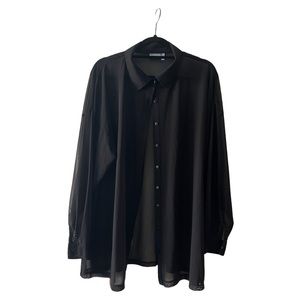ASOS Sheer Long Sleeve Button Down in Black sz 14